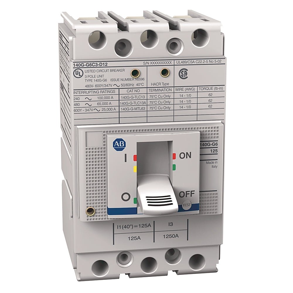 140G-G6C3-D12, Circuit Breaker, 3P, 125A, Allen Bradley, Rockwell