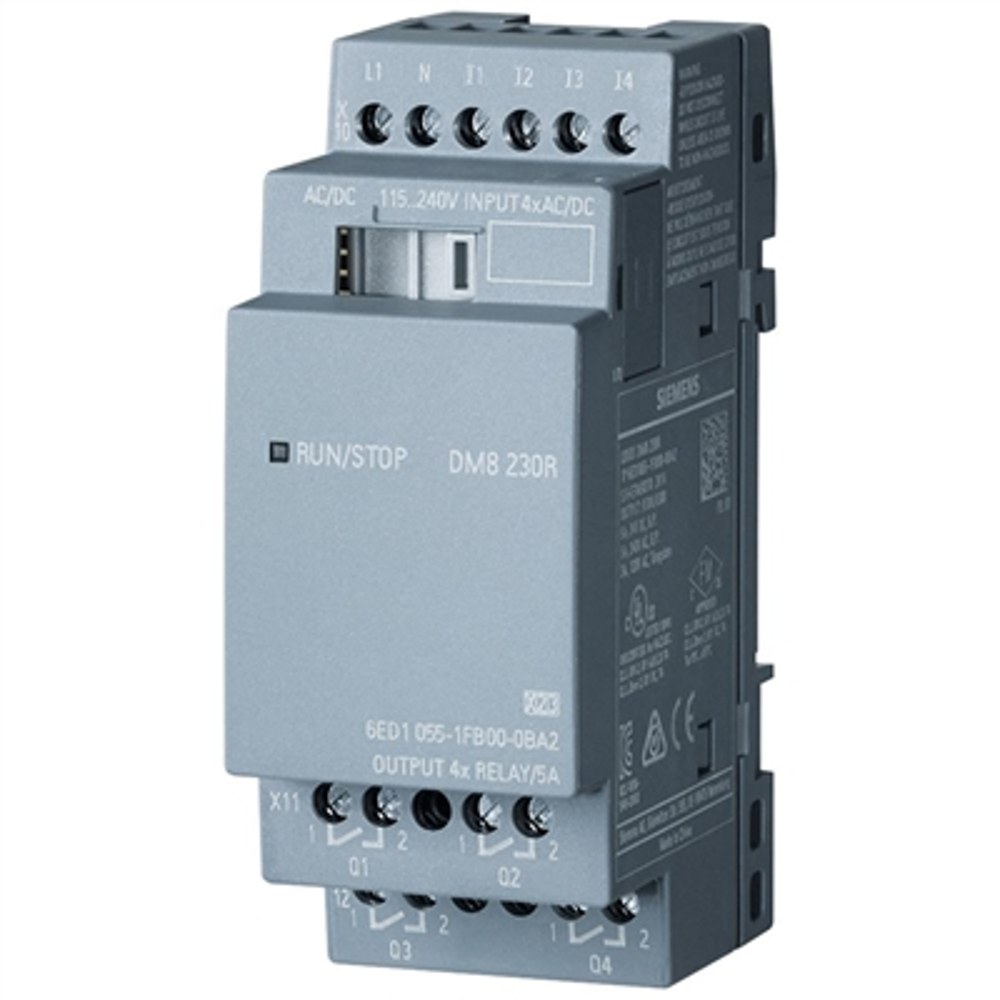 6ED1055-1FB00-0BA2, LOGO! DM8 230R expansion module, PS/I/O: 230V/230V/relay, 2 MW, 4 DI/4 DO