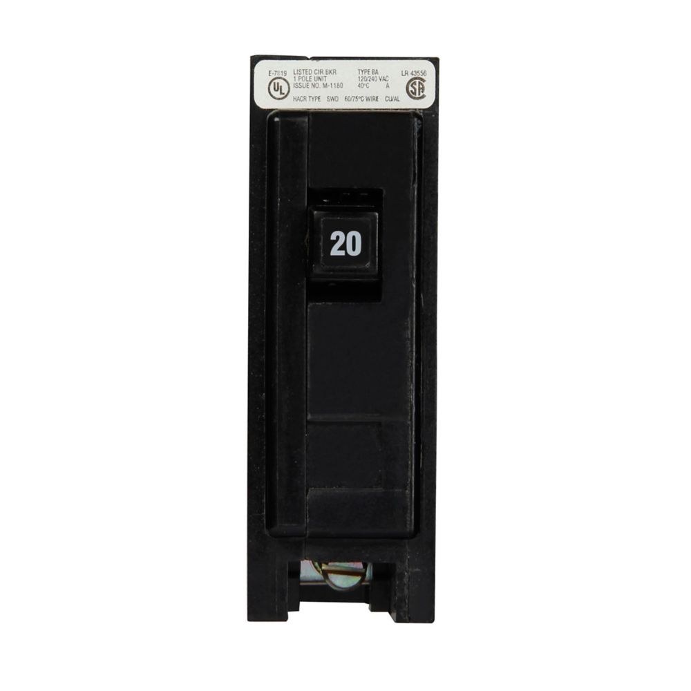 BAB1020, Breaker, 20A, 1P,120/240 VAC, Eaton