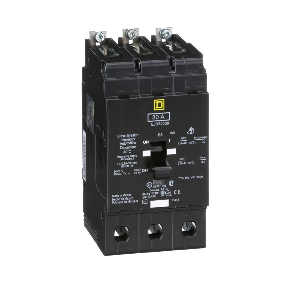 EJB34030, Square D, 30A, 3 pole, 480Y/277VAC, Mini circuit breaker, Schneider