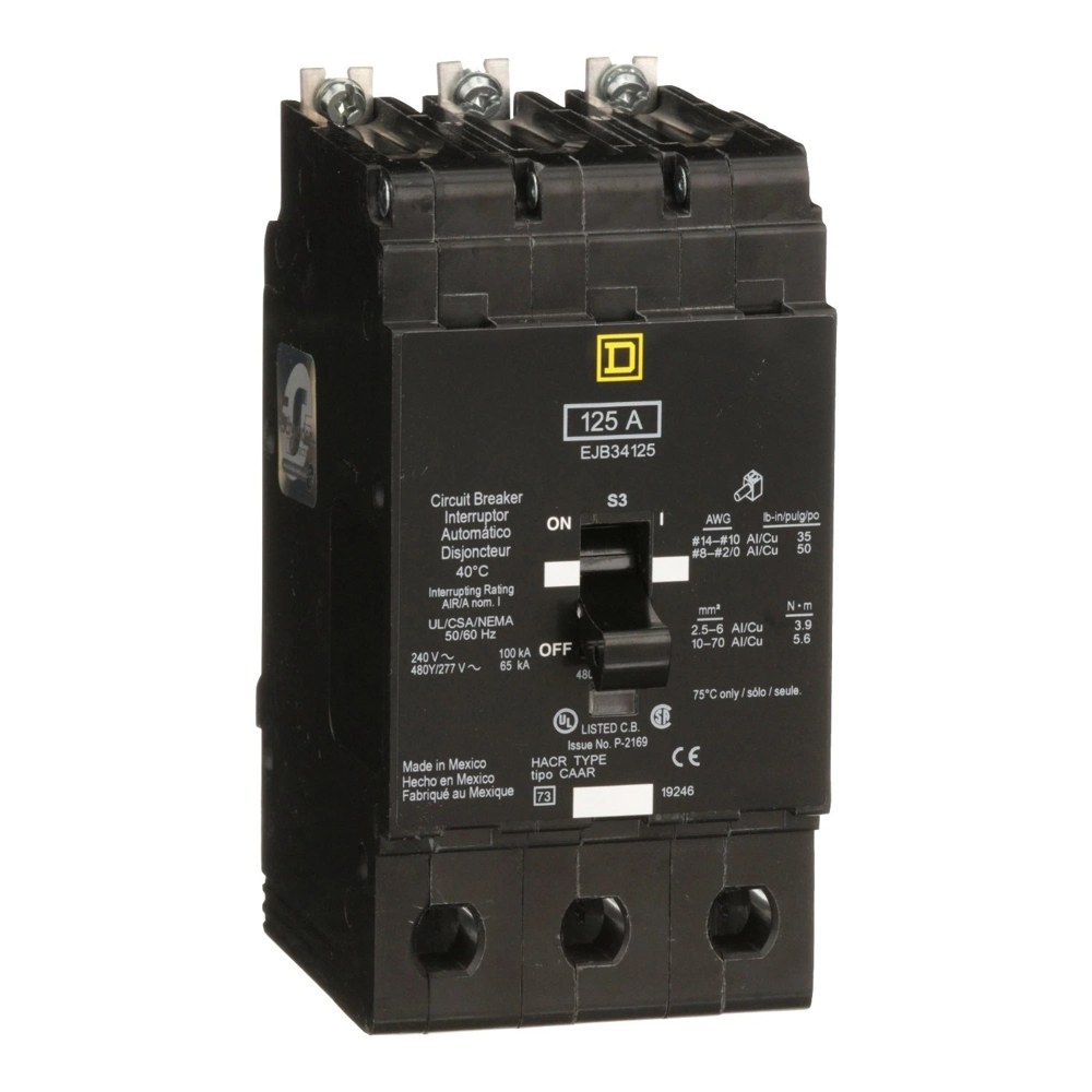 EJB34125, Square D, 125A, 3 pole, 480Y/277VAC, Mini circuit breaker, Schneider