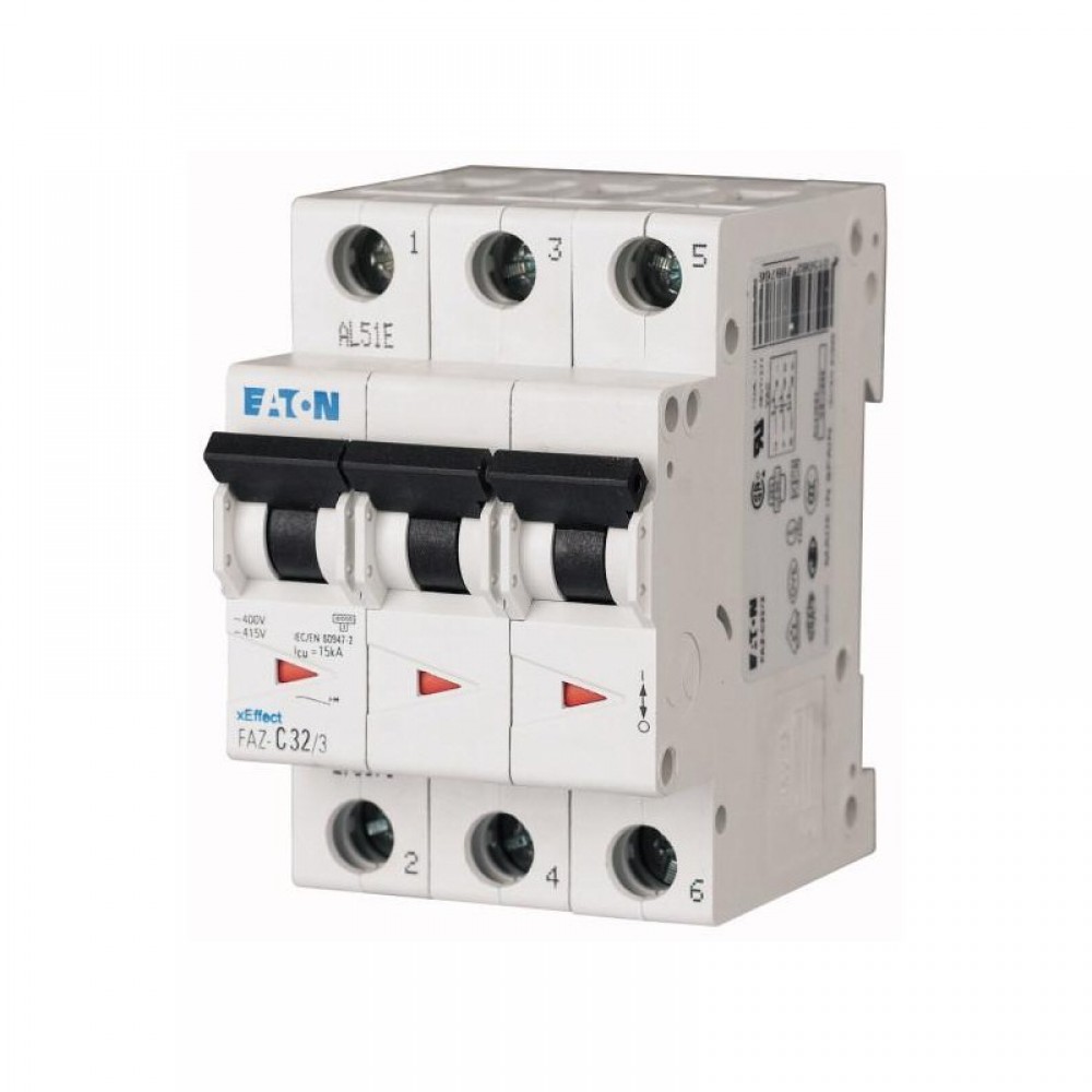 FAZ MCB Circuit Breaker 3 Pole 10kA FAZ-C30/3 Eaton, UL 1077