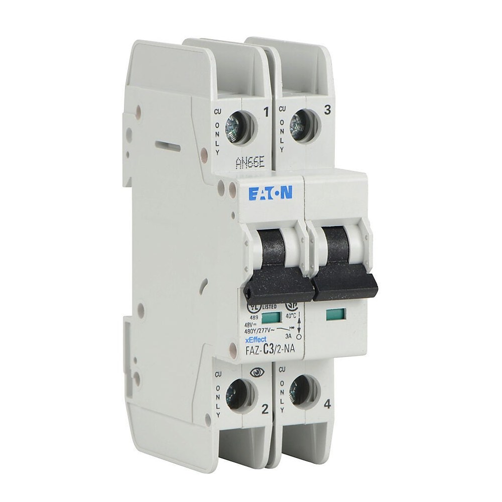 FAZ-C3/2-NA, Circuit Breaker, 2P, 3A, UL489, Eaton