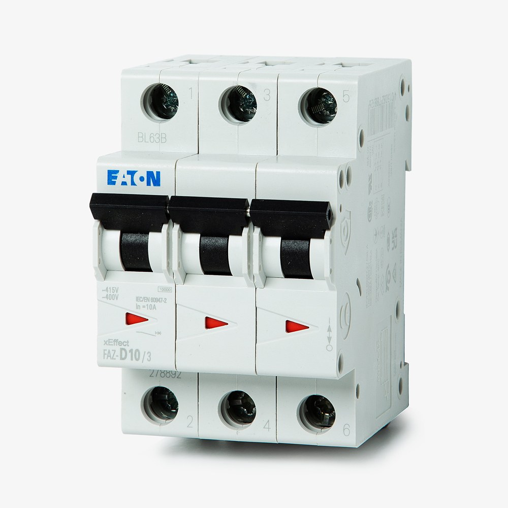FAZ-D10/3-NA, Circuit Breaker, 3P, 10A, UL489, Eaton