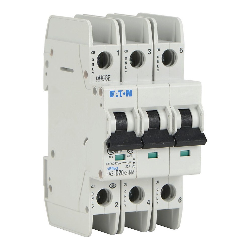 FAZ-D20/3-NA, Circuit Breaker, 3P, 20A, UL489, Eaton