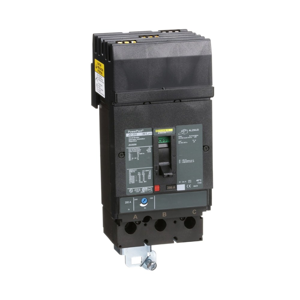 JDA36200, Square D, 200A, 3 pole, 14kA, 600VAC, Circuit Breaker Schneider