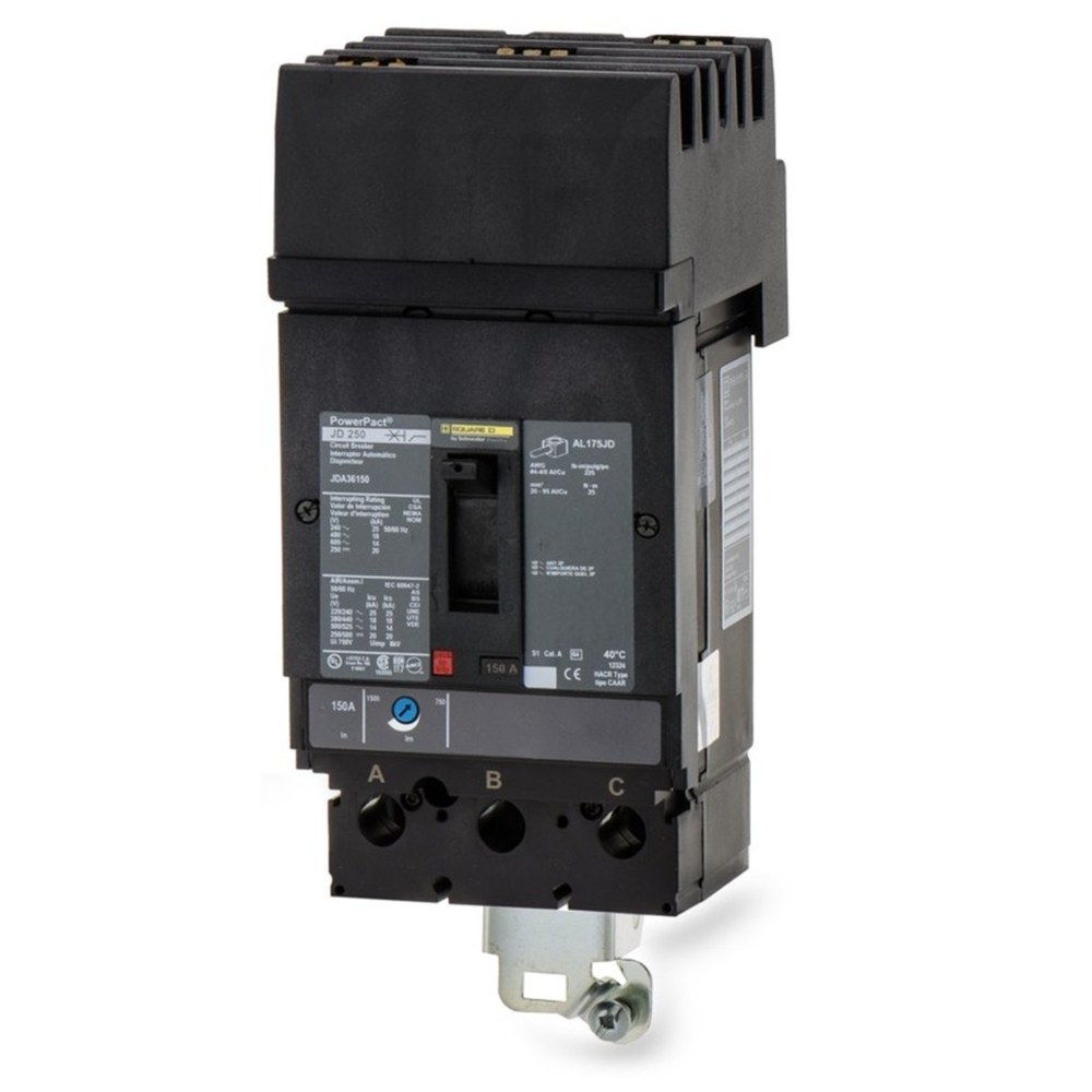 JDA36225, Square D, 225A, 3 pole, 14kA, 600VAC, Circuit Breaker Schneider