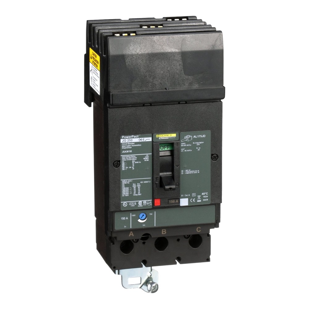 JGA36150, Square D, 150A, 3 pole, 18kA, 600VAC, Circuit Breaker Schneider
