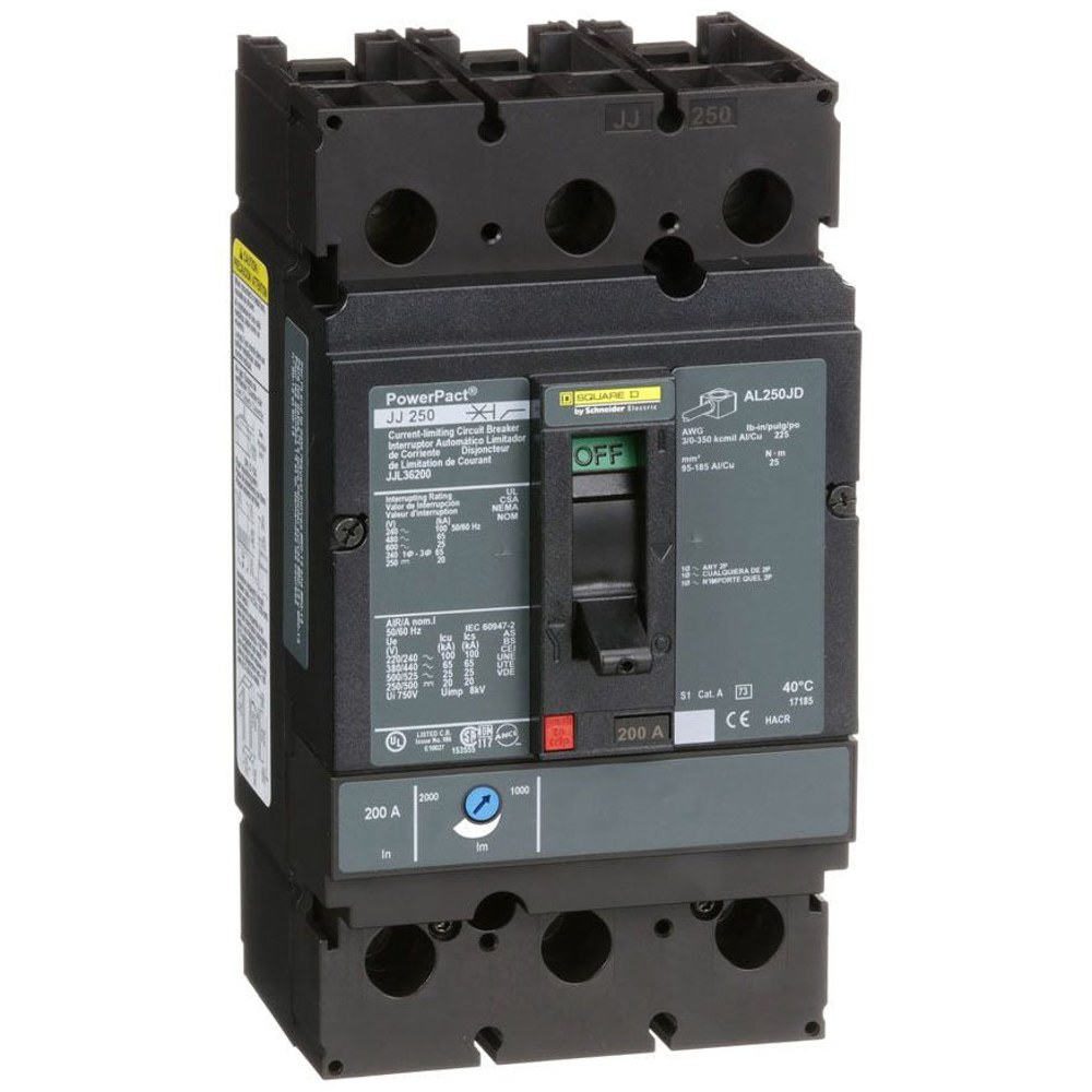 JJL36200, Square D, 200A, 3 pole, 25kA, 600VAC, Circuit Breaker Schneider