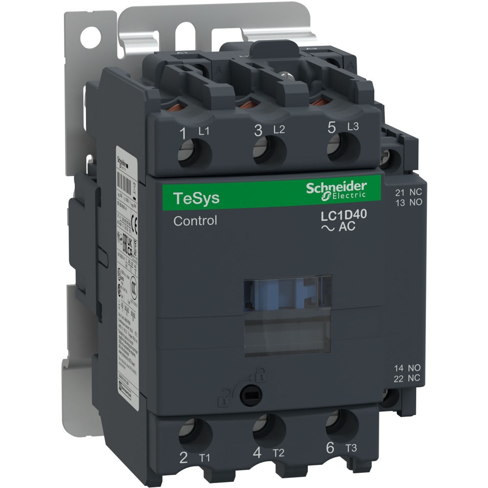 LC1D40M7, Power Contactor 40 Amp 1NO+1NC, Coil 220VAC, Schneider Electric
