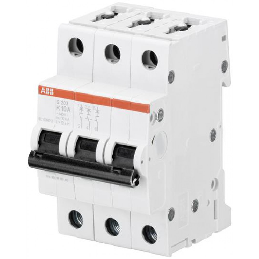 S200 MCB Circuit Breaker 3 Pole 6kA S203-K2 ABB, UL 1077