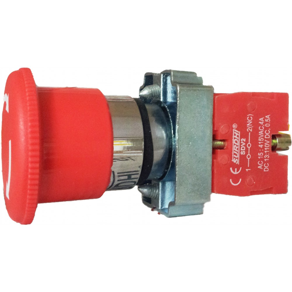 Emergency Stop Metal Non-Illuminated Mushroom Pushbutton, Turn-to-Release Surdhi